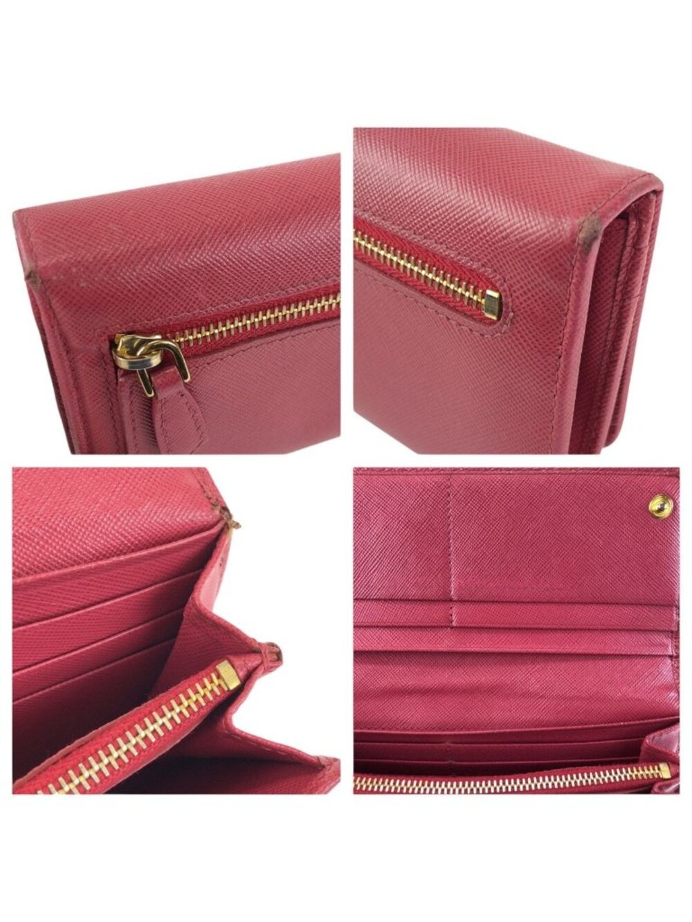 Prada Saffiano Ribbon Pink Gold Leather Wallet - Picture 7 of 9